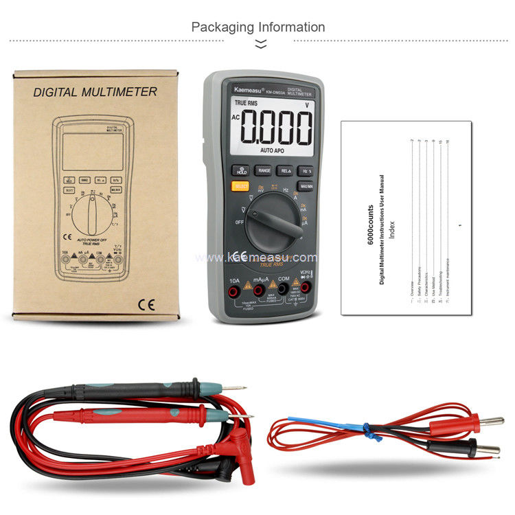 Kaemeasu 03A Multimètre numérique de haute précision 6000 compte Autonomie de portée 1000V AC DC Multimètre intelligent