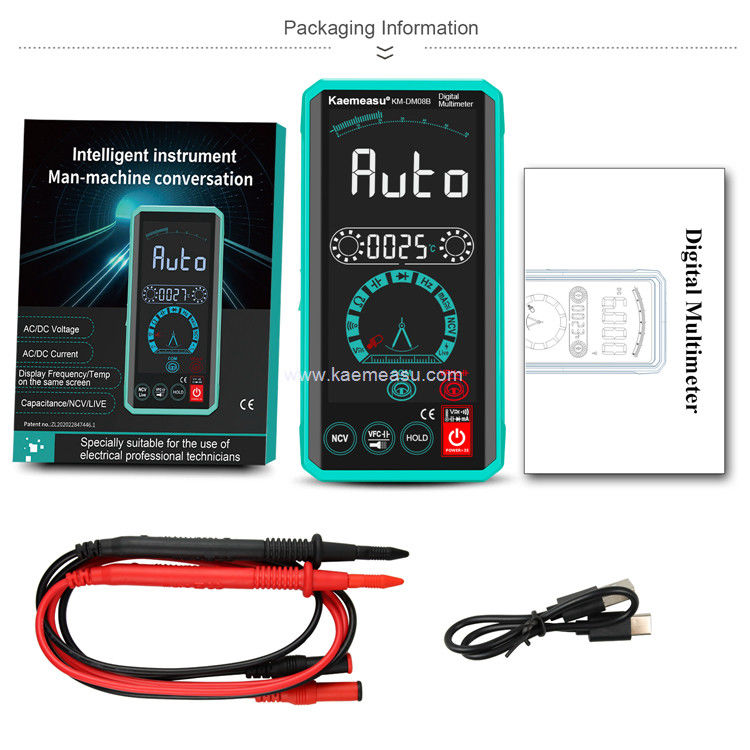 Kaemeasu 08D contrôleur vocal Testeur multimètre électricien Voltmètre NCV Ture RMS Testeur de tension
