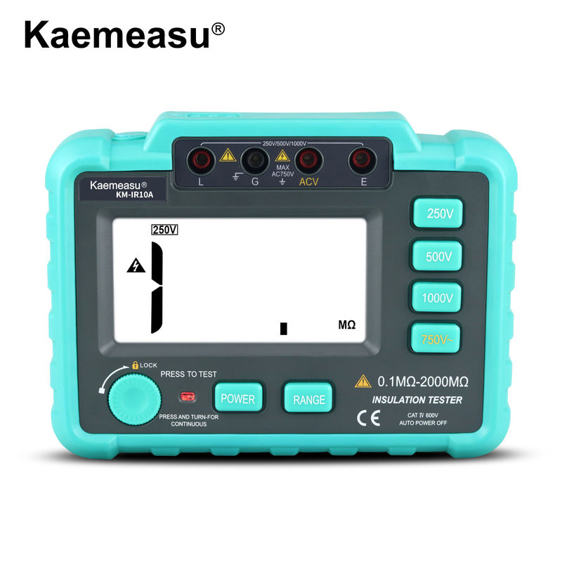 Kaemesau 1999 Testeur de résistance à l'isolation à l'affichage de compte 250V 500 V 1000 V Protection contre les surcharges Testeur numérique de résistance à l'isolation IR10A