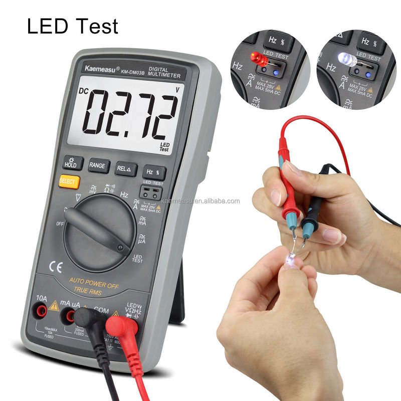 03B Multimètres numériques professionnels DC AC Voltage Résistance au courant Véritable RMS Épreuve de diode LED Automètre de portée universel