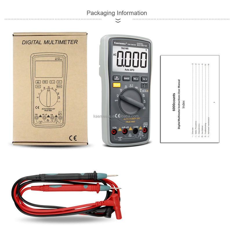 03B Multimètres numériques professionnels DC AC Voltage Résistance au courant Véritable RMS Épreuve de diode LED Automètre de portée universel