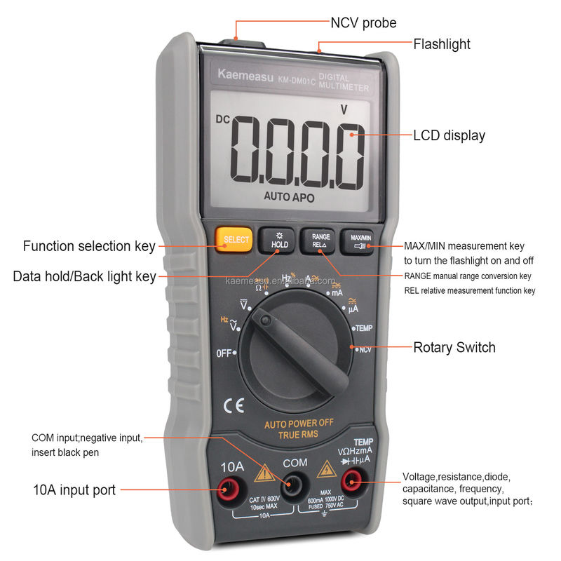 OEM ODM T-rms multimètre électronique multi-testeur numérique Ncv Ohm Hz Tester avomètre Mini multimètre portable à vendre