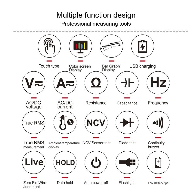Vente en gros de multimètres électricien banc multimètres numériques multimètres automatiques à écran tactile multimètre intelligent
