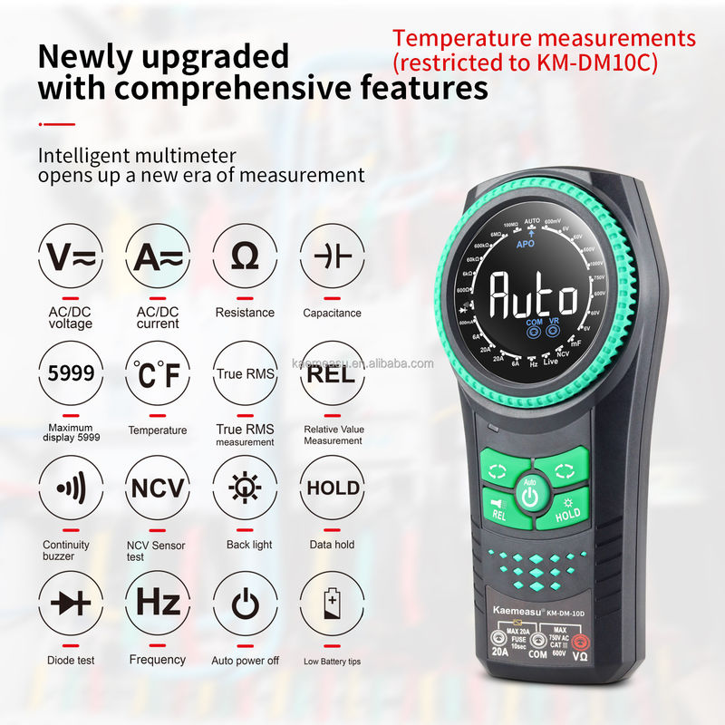 Multimètre d'essai de continuité, compteur de tension, bouton rotatif intelligent, multimètres numériques