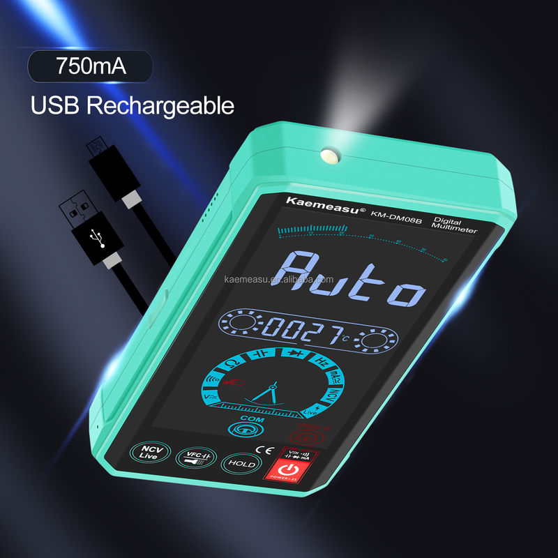 Multimètres d'interaction homme-machine intelligents affichage couleur LCD Testeur de tension rechargeable Multimètre numérique intelligent