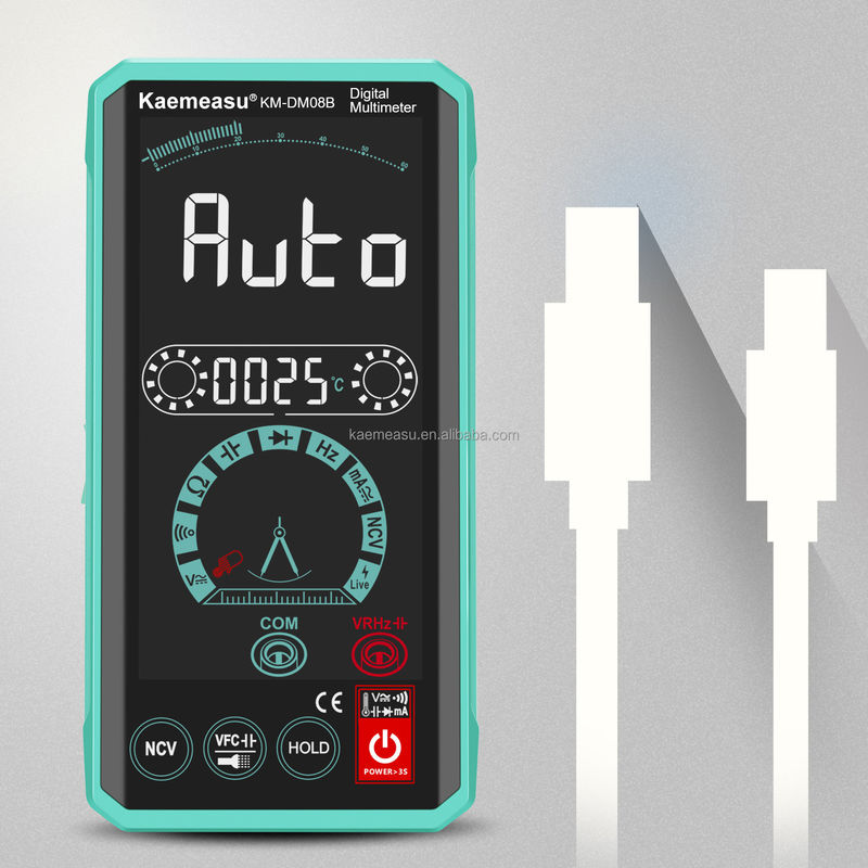 Multimètres d'interaction homme-machine intelligents affichage couleur LCD Testeur de tension rechargeable Multimètre numérique intelligent