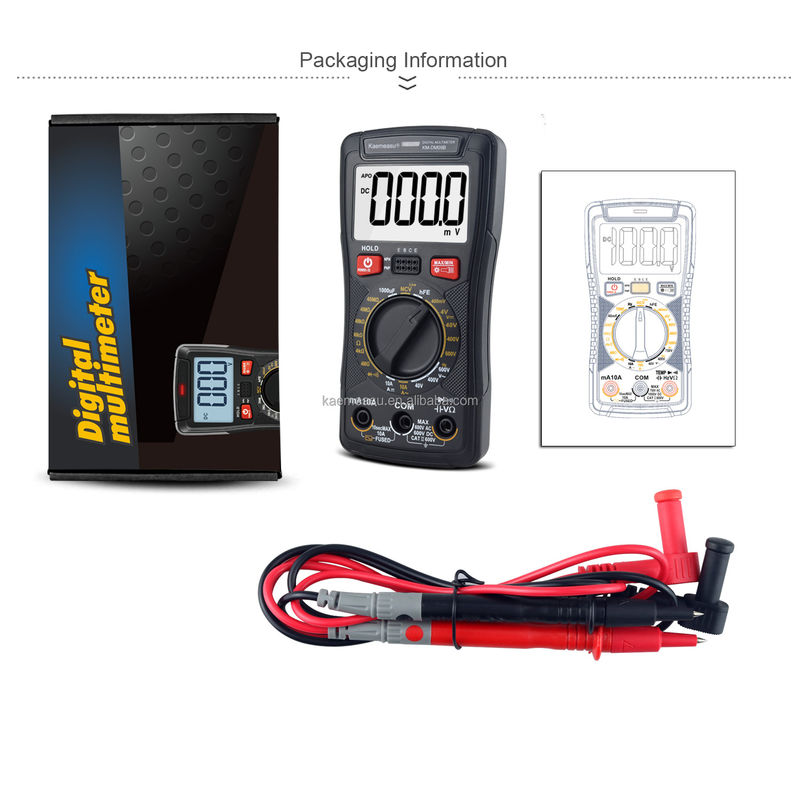 Mini-multimètre numérique multifonctionnel pour mesurer la résistance et la continuité 200mV-1000V 40-40mF