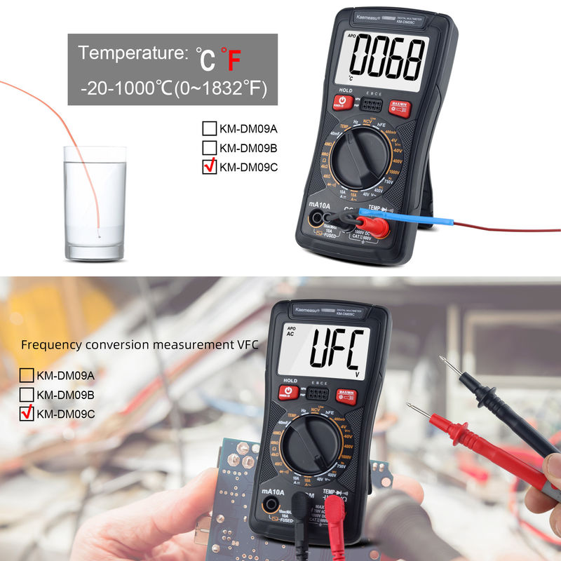 Mini-multimètre numérique multifonctionnel pour mesurer la résistance et la continuité 200mV-1000V 40-40mF