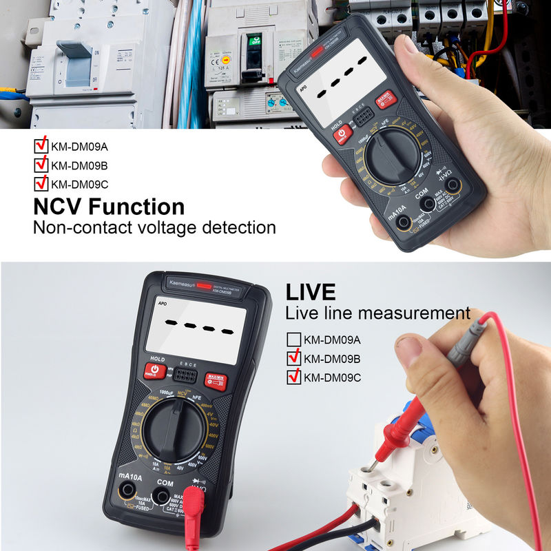 Mini-multimètre numérique multifonctionnel pour mesurer la résistance et la continuité 200mV-1000V 40-40mF