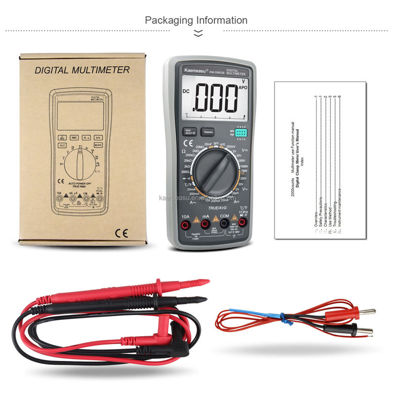 Testeur de tension CA multimètre intelligent pour mesurer la plage de capacité 20nF/200nF/2uF/20uF/200uF/2000uF et le courant CA max. 10A