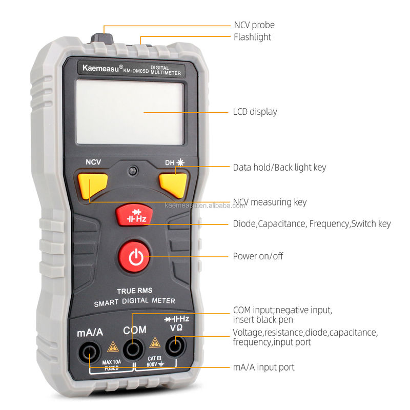 Kaemeasu Portable Multimètre numérique intelligent DC AC Autonomie de portée Multimètre numérique en direct