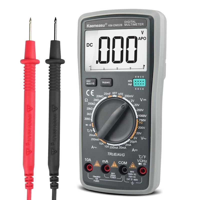 Multimètres numériques à écran LCD à haute précision anti-brûlure 1000V Voltmètre réel à fonction RMS Multimètre avec sonde de température