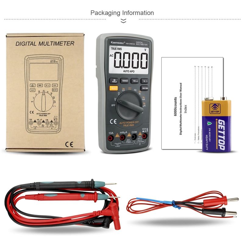 03A Multimètre numérique intelligent de haute précision à autorange NCV 1000V AC DC Multimètre numérique intelligent
