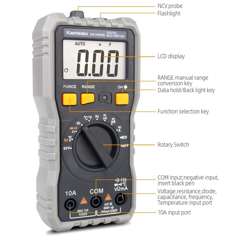 Auto Range affichage LCD électrique Multi Tester T-rms NCV banc de mesure de voiture multimètres numériques avec sonde