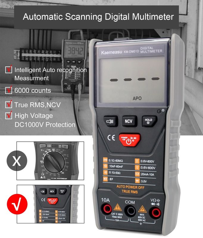 Équipement de laboratoire mini-multitesteur portable Testeur de résistance Testeur de batterie Instrument électrique Multimètres numériques