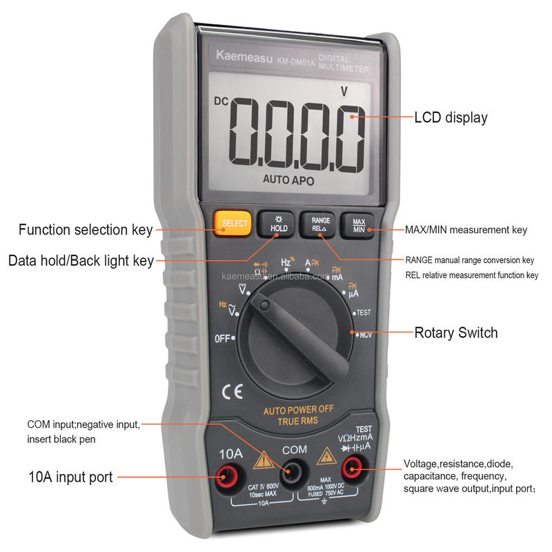 Auto Range NCV True RMS Fil en direct/fil nul Mesure électrique multimètres numériques de poche portatifs
