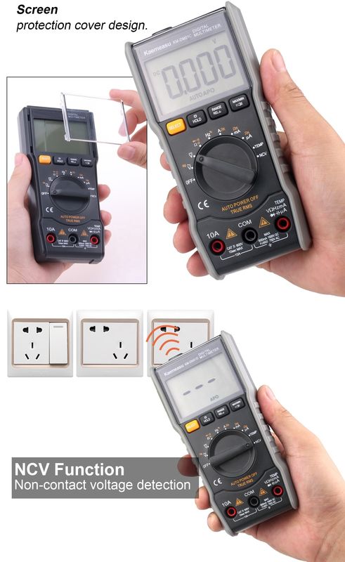 Multimètre électrique anti-brûlure True-rms Ncv Ohm Hz Tester Multimètres numériques intelligents avec sonde de température
