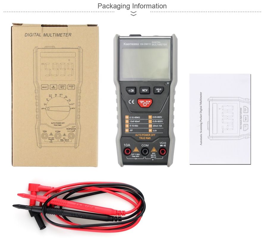 Multimètres automatiques 3 5/6 chiffres DC/AC True-rms Multimètre numérique avec Ncv Multimètre Tester