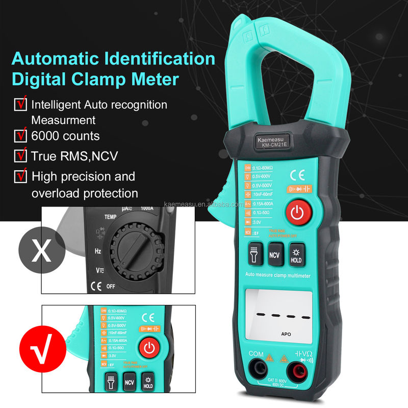 600A Mesure de courant Trms Automètre de tension Ampérimètre Hz Ohm Ncv Testeur Multimètre Ampérimètre Mètre de pinceau 21E