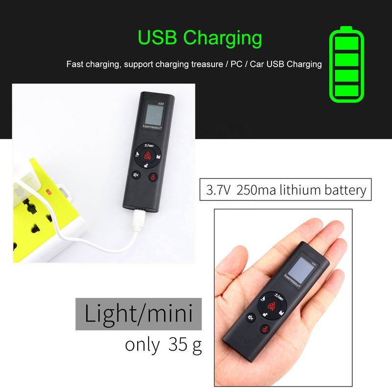 40m Mini Portable USB Rechargeable Laser Distance Mètre haute précision infrarouge réglateur électronique Laser Range Finder