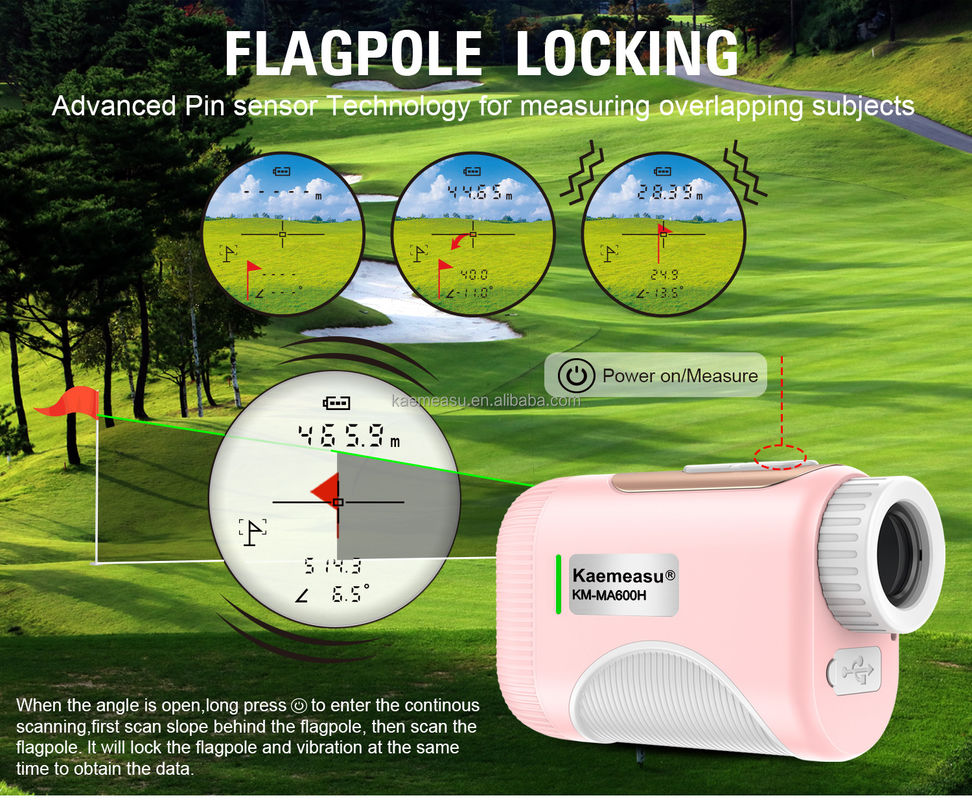 OEM 1000m Piste de golf portée Laser Distance Meter Golf Laser Télémètres Couleur rose pour les enfants et les femmes