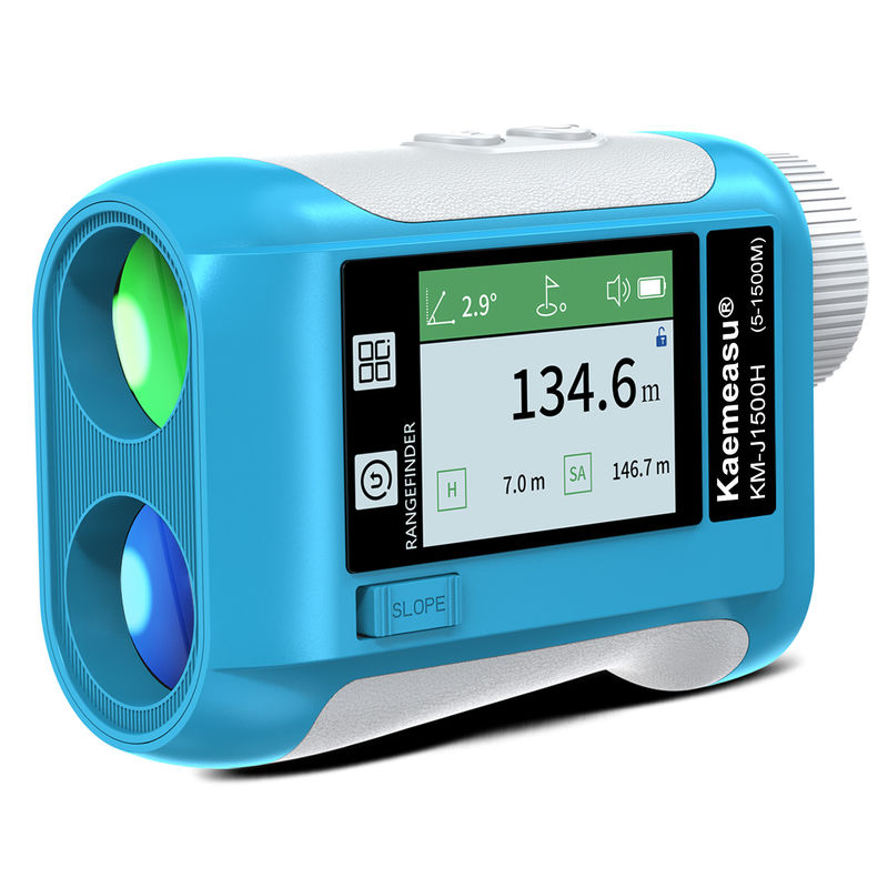 J Écran LCD amélioré Golf Sport Laser Range Finder 1500m Instruments optiques Diastimètre de chasse Magnification 6,5X Bleu