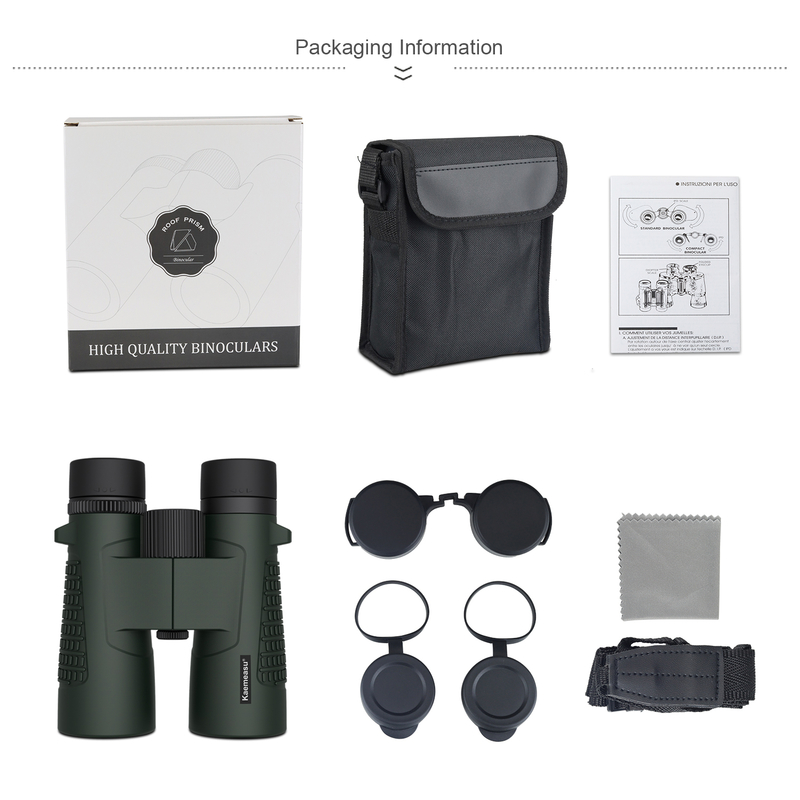 Kaemeasu C Modèle Couleur verte 10x42 HD Binoculaire imperméable à l'eau pour adultes, Binoculaire pour observation des oiseaux et randonnée, Optique avec prisme BAK4, Corps en alliage de magnésium antichoc, Vision claire et claire